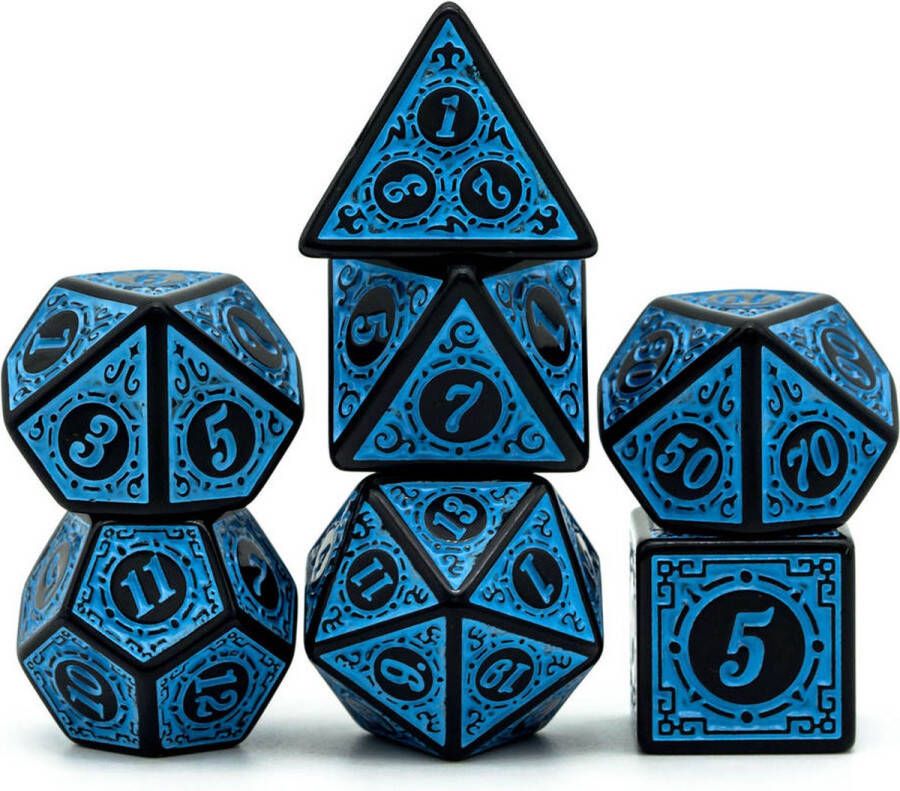 Genvi Window Lattice Pattern Acrylic Dice Blauw Dobbelstenen set voor D&D 7 dobbelstenen set RPG dice set