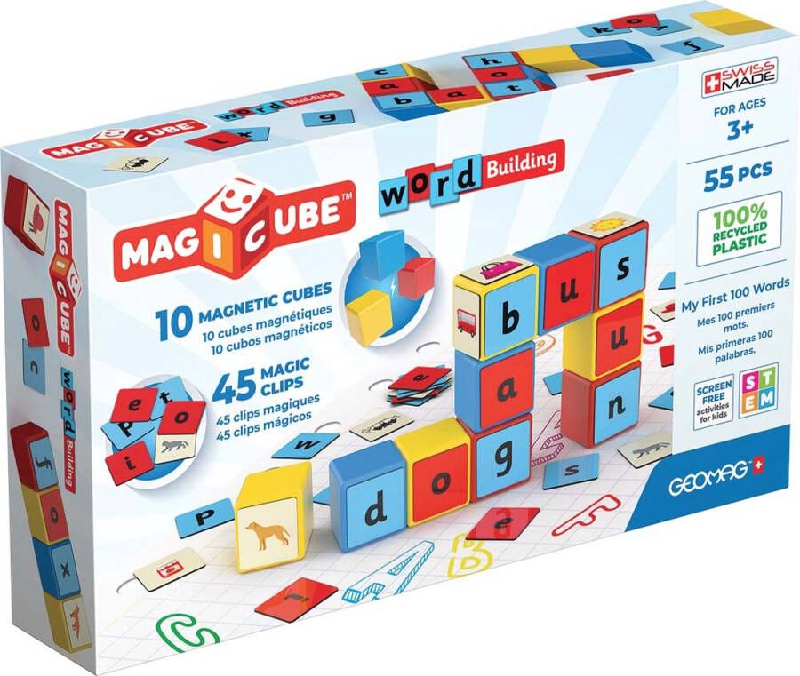 Geomag Magicube Word Building EU Recycled Clips (55 pcs)