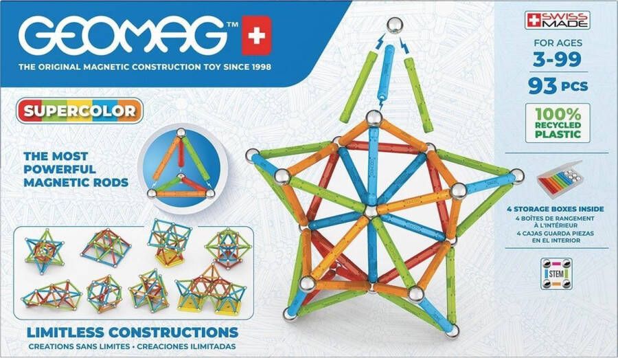 Geomag Super Color Recycled 93-delig multicolor