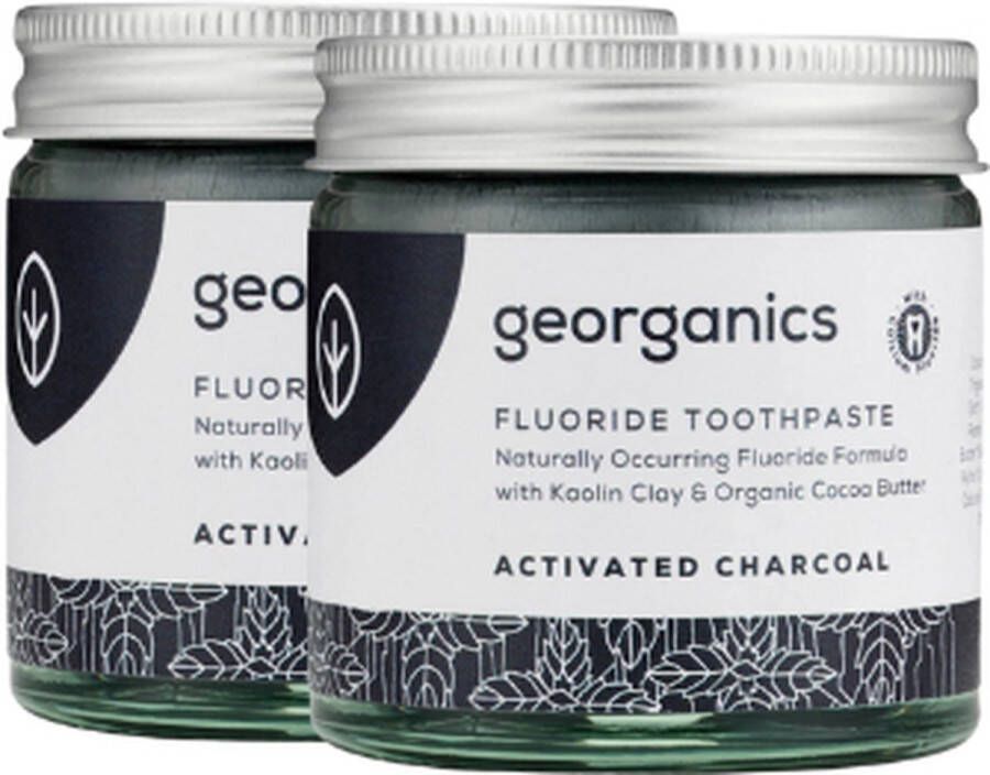 Georganics Fluoride Tandpasta Actieve Houtskool 2 Stuks Whitening Essentiële Oliën Vegan