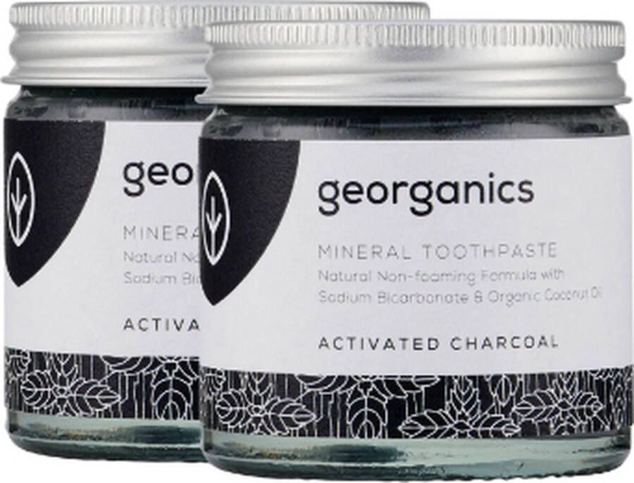 Georganics Minerale Tandpasta Actieve Houtskool 2 Stuks Natuurlijke Whitening Vegan Zonder Fluoride