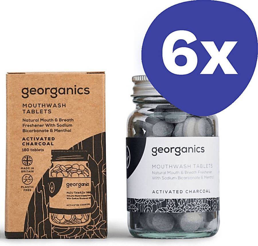 Georganics Mondwater Tabletten Geactiveerde Houtskool (6x 180 stuks)