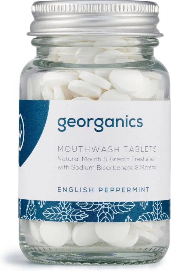 Georganics Mondwater Tabletten Pepermunt 180 tabletten Langdurige frisheid Antibacteriële spoeling Eco-vriendelijk