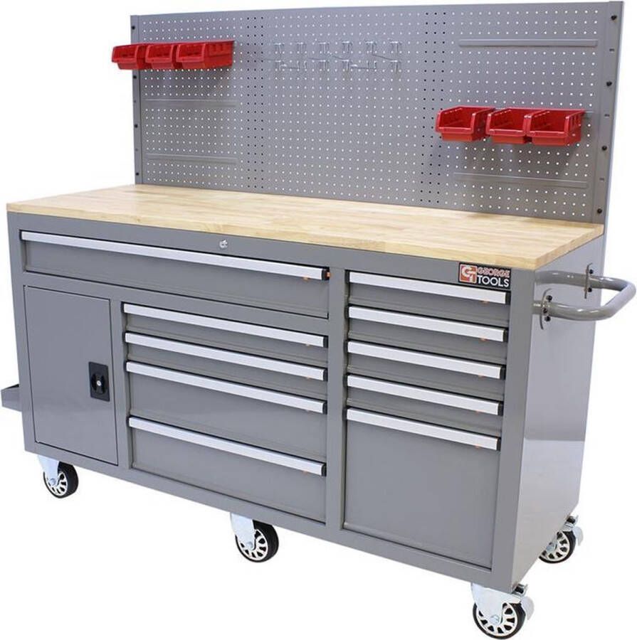 George Tools gevulde Mobiele Werkbank 62 inch grijs 156 delig