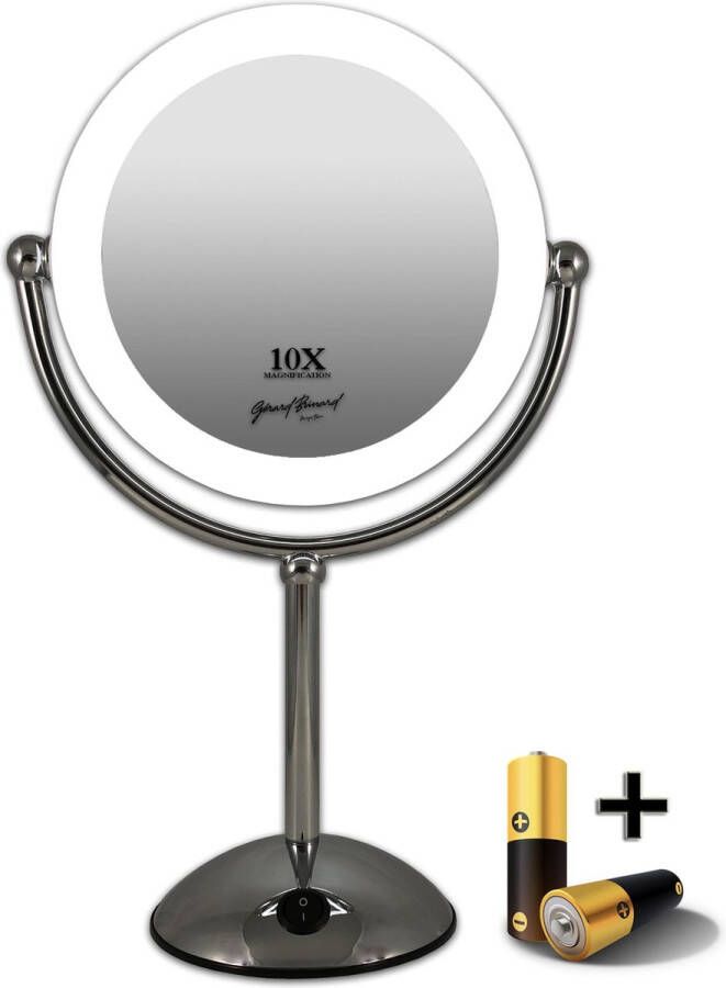 Gerard Brinard Gérard Brinard verlichte make-up spiegel LED spiegel incl. batterij & USB kabel 10x vergroting Ø22cm spiegels