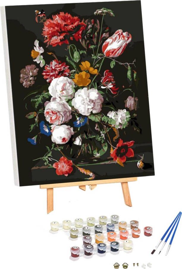 Gerdes Schilderen op nummer Volwassenen met Frame Bloemen in Vaas Stilleven 40x50 cm