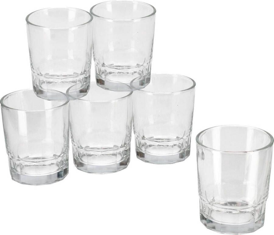 Gerim 18x Stuks waterglazen drinkglazen transparant 256 ml Glazen Drinkglas waterglas tumblerglas