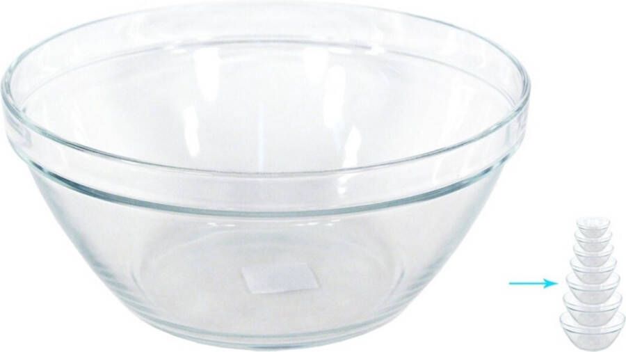 Gerim 1x Glazen chipsschalen keukenschalen Pompei 20 cm 2 liter Schalen kommen mengkommen van glas
