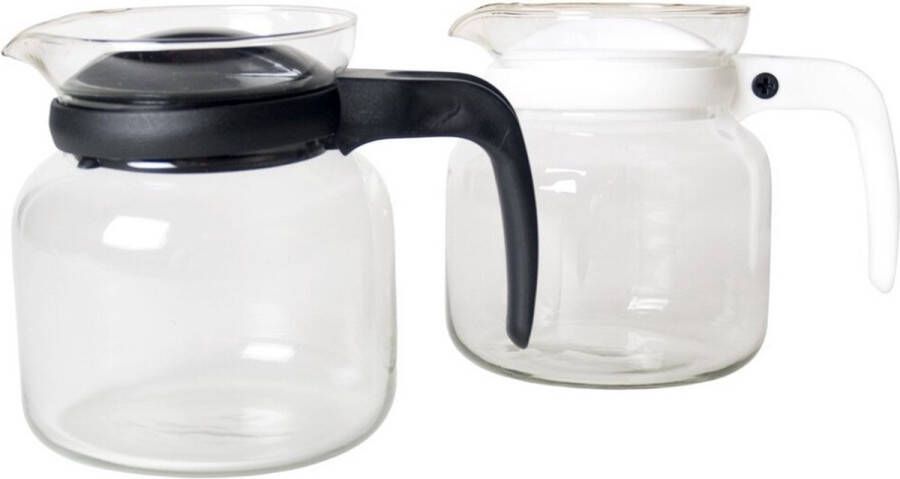 Gerim 2x stuks glazen theepotten met witte kunststof deksel 1 liter Thee pot