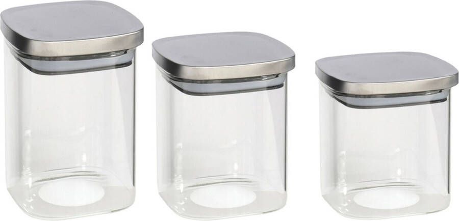 Gerim 3x keuken voorraadpotten glas 3 formaten 800 1100 1400 ml