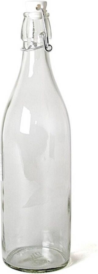 Merkloos Sans marque 6x Glazen beugelflessen weckflessen transparant met beugeldop 1 liter Inmaakflessen van glas Waterflessen