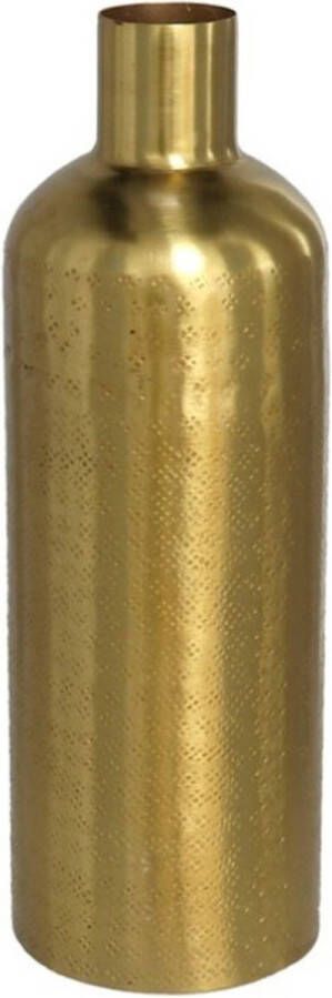 Gerimport Bloemenvaas flesvorm van metaal 30 x 10.5 cm kleur metallic goud Vazen