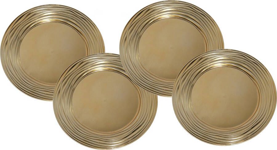 Gerimport Set van 12x stuks kerstdiner onderborden rond goud glimmend 33 cm Onderborden