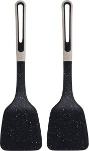 Gerimport Gerim keukengerei Bakspatel bakspaan 2x zwart kunststof 35 cm Bakspanen