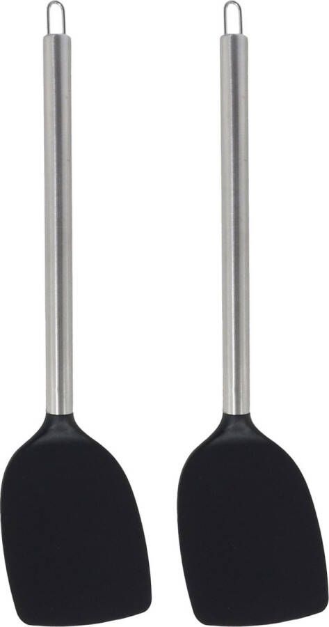 Gerimport Gerim keukengerei Bakspatel bakspaan 2x zwart rvs kunststof 34 cm Bakspanen
