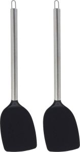 Gerimport Gerim keukengerei Bakspatel bakspaan 2x zwart rvs kunststof 34 cm Bakspanen