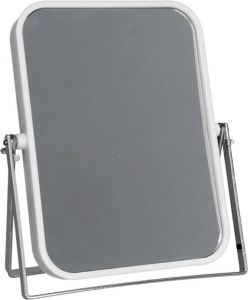 Gerimport Make-up spiegel 2-zijdig gebruik vergrotend 11 x 15 cm wit zilver Make-up spiegeltjes