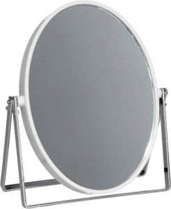 Gerimport Make-up spiegel 2-zijdig gebruik vergrotend dia 16 cm wit zilver Make-up spiegeltjes