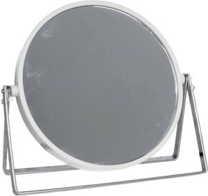 Gerimport Make-up spiegel 2-zijdig gebruik vergrotend dia 18 cm wit zilver Make-up spiegeltjes
