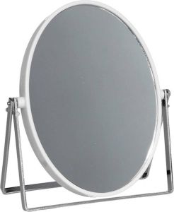 Gerimport Make-up spiegel 2-zijdig gebruik vergrotend dia 18 cm wit zilver Make-up spiegeltjes
