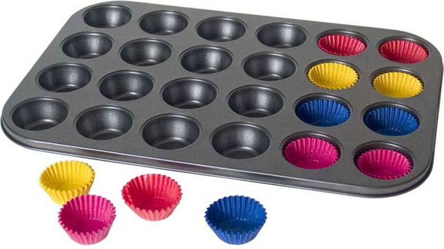 Gerimport Muffins cupcakes maken bakvorm blik voor 24x stuks 38 x 26 cm