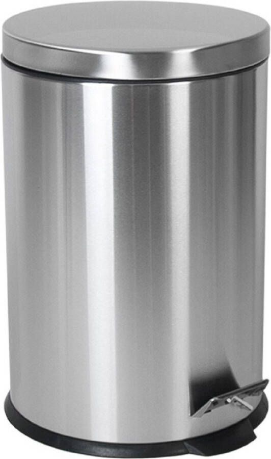 Gerim RVS prullenbak pedaalemmer met 20 liter inhoud badkamer toilet keuken Zilver Formaat 45 x 31 cm