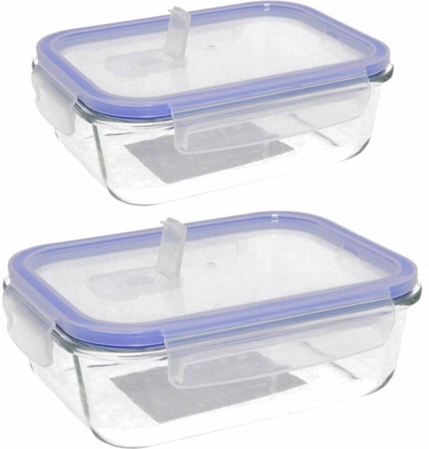 Gerim Set van 4x stuks voedsel bewaarbakjes van ovenbestendig glas Oslo rechthoekig 2x 1040 ml en 2x 1500 ml