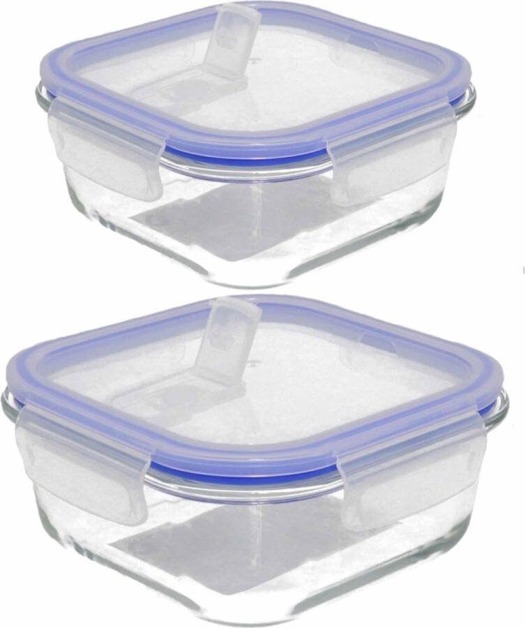 Gerim Set van 4x stuks voedsel bewaarbakjes van ovenbestendig glas Oslo vierkant 2x 800 ml en 2x 1100 ml
