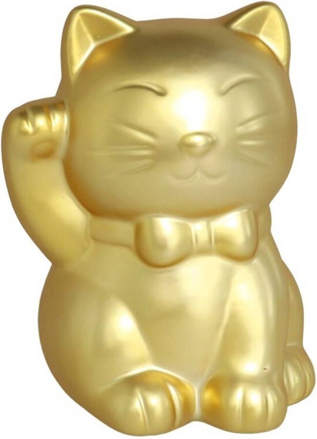 Gerimport Spaarpot kat poes in het mat goud 17 cm Spaarpotten
