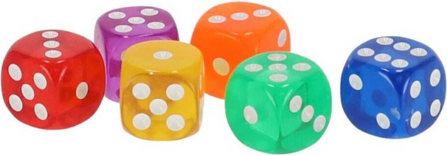 Gerimport Speelgoed spellen Dobbelstenen multi kleuren 6x stuks Dobbelspellen