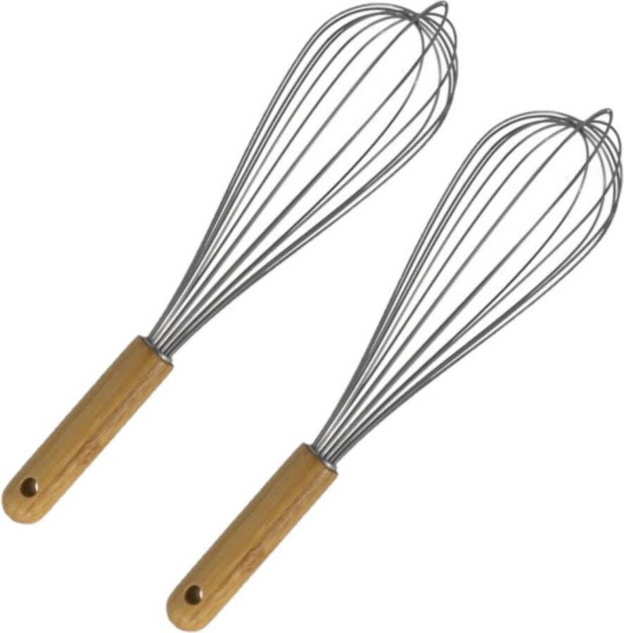 Gerimport 2x stuks gardes kloppers RVS met bamboe handvat 30 cm Keuken gardes