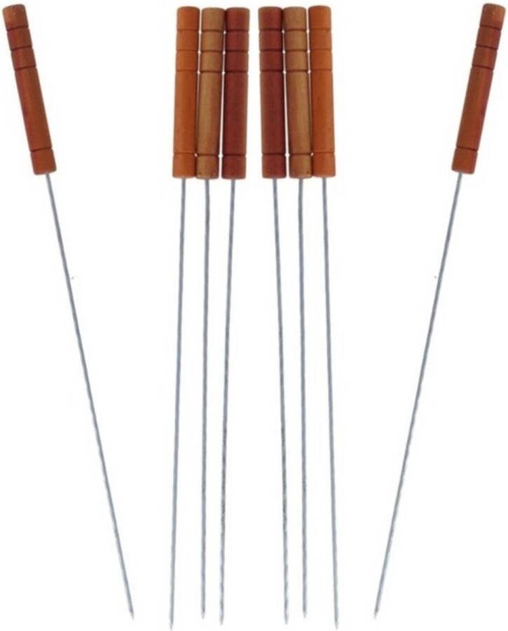 Gerimport 32x Barbecuespiezen vleespennen houten handvat 32 cm Barbecue bbq spiezen pennen