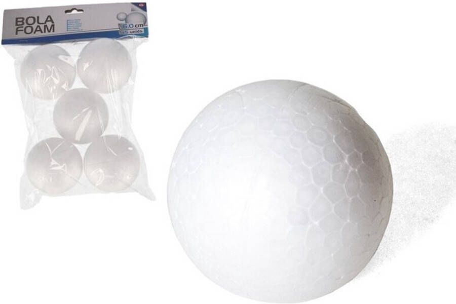 Gerimport 5x Stuks piepschuim hobby DIY ballen bollen 6 cm Kerstballen maken knutselmateriaal