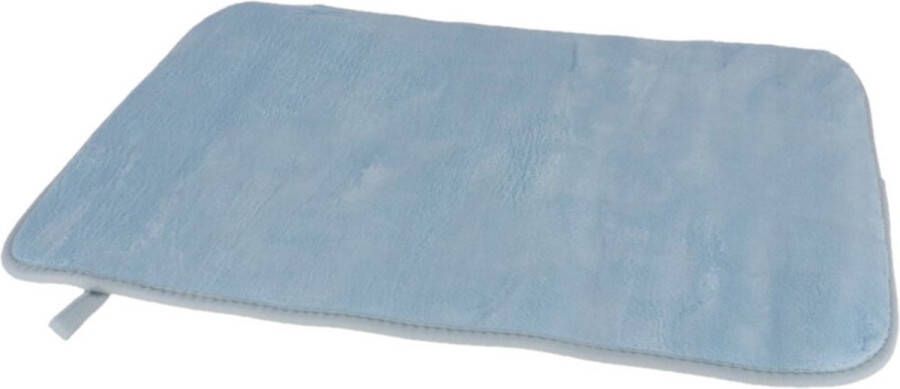Gerim Sneldrogende badmat met anit slip blauw 40 x 60 cm rechthoekig Matten voor de badkamer
