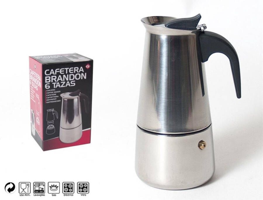 Gerimport RVS moka espresso koffiemaker voor 6 kopjes Percolators