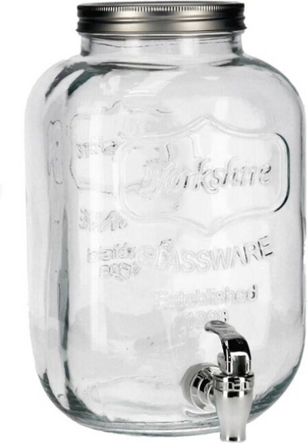 Gerimport Glazen drank dispensers 8 liter met metalen deksel Drankdispensers