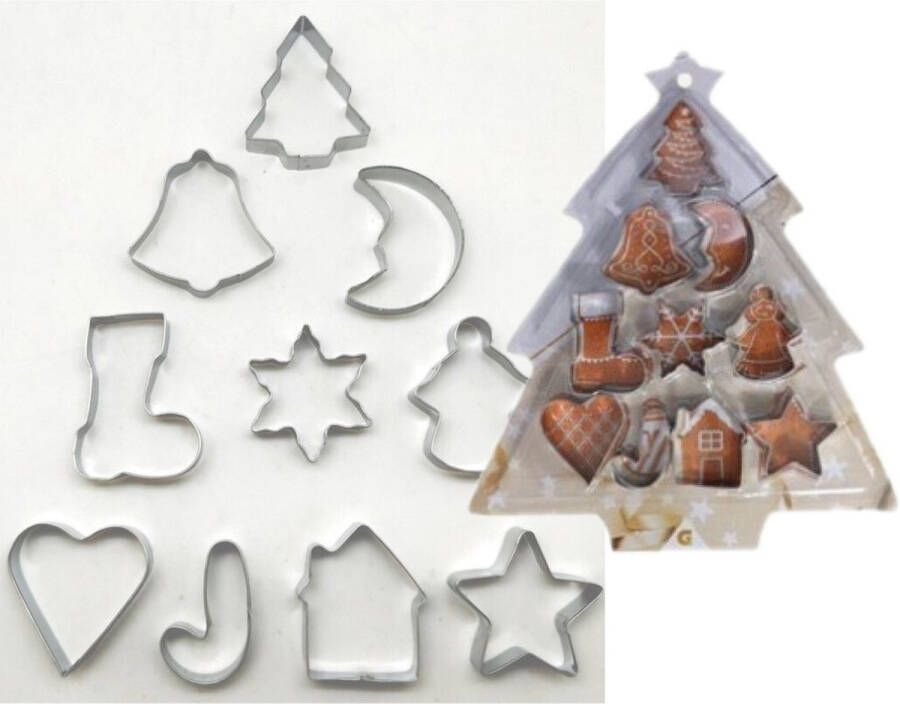 Gerimport Kerstkoekjes vormpjes 10x stuks uitsteekvormpjes Uitsteekvormen