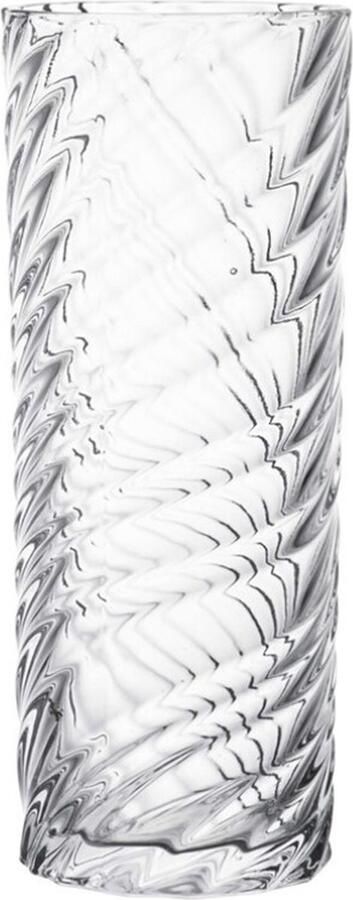 Gerimport Bloemenvaas cilinder geribbeld glas D10 x H25 cm vazen siervaas