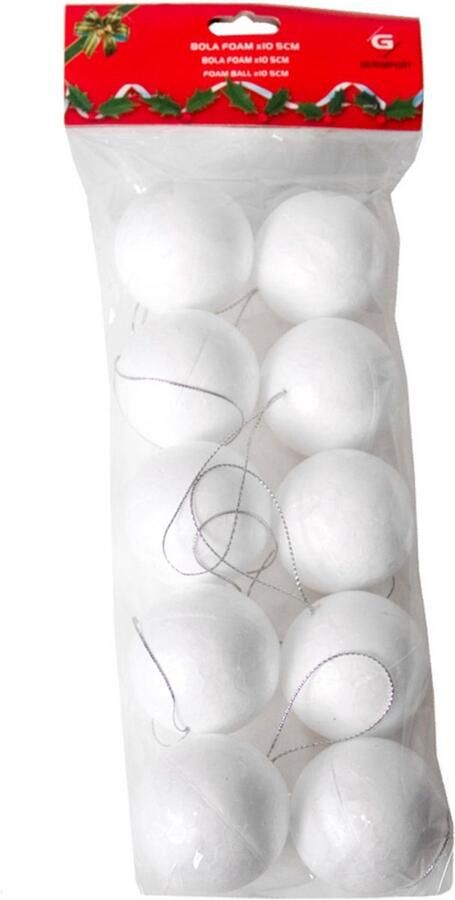 Gerimport Piepschuim ballen bollen 10x stuks D5 cm met lusjes DIY hobby decoratie balletjes