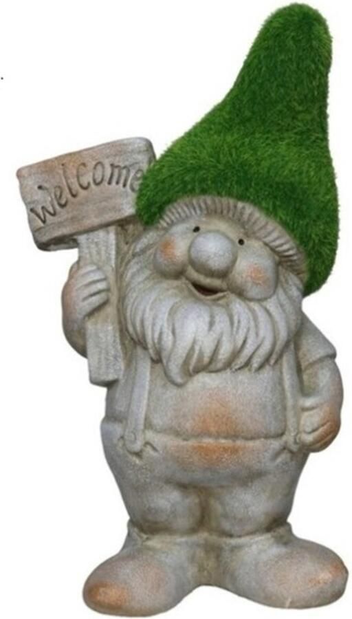 Gerimport tuinkabouter beeldje Dwarf Steef Polystone grasgroene muts 28 cm