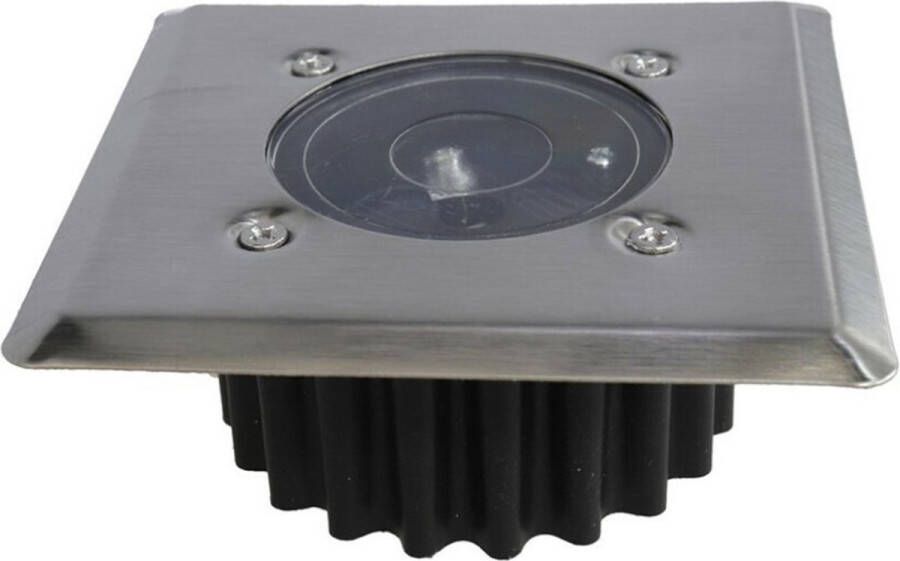 Gerimport grondspot solar tuinverlichting 1x zilver zwart vierkant