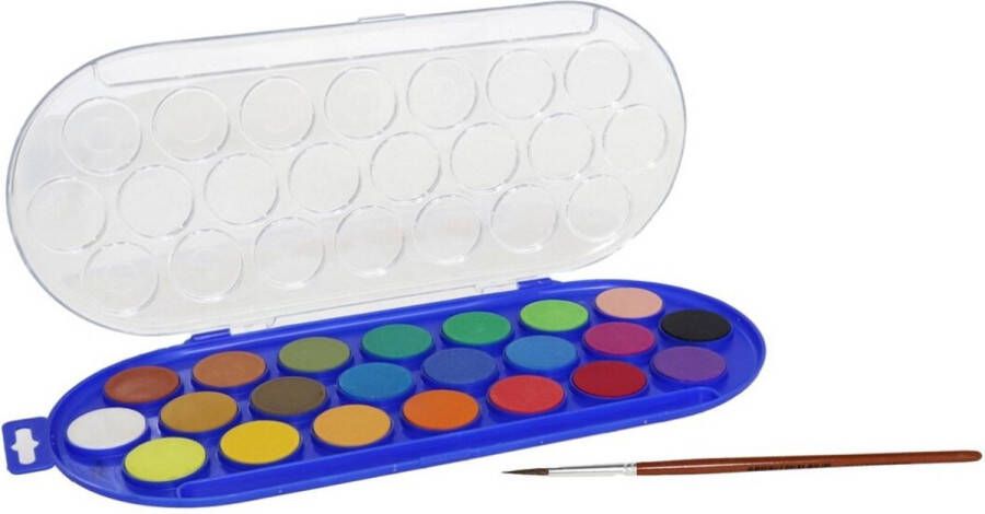 Gerim Set van 2x stuks hobby knutsel waterverf aquarel 22 kleuren met een perceel Schilderen waterverfen