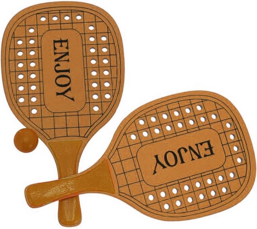 LG-Imports Houten beachball set oranje Strand balletjes Rackets batjes en bal Tennis ballenspel