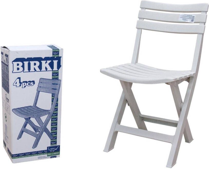 Gerimport Praktische Klapstoelen set 4 x vouwstoel – zwart – Praktisch – Inklapbaar Tuin – Eetkamer – Opvouwbaar – Wit – 41.5x40.5x77cm