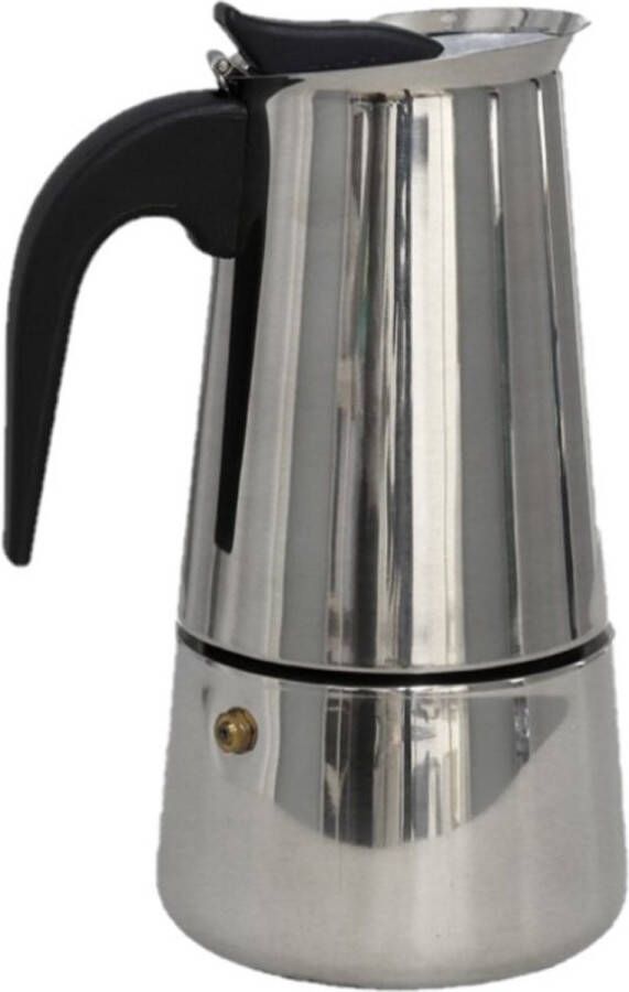 Gerimport moka espresso koffiemaker voor 4 kopjes Percolator rvs zilver 16 cm Percolators