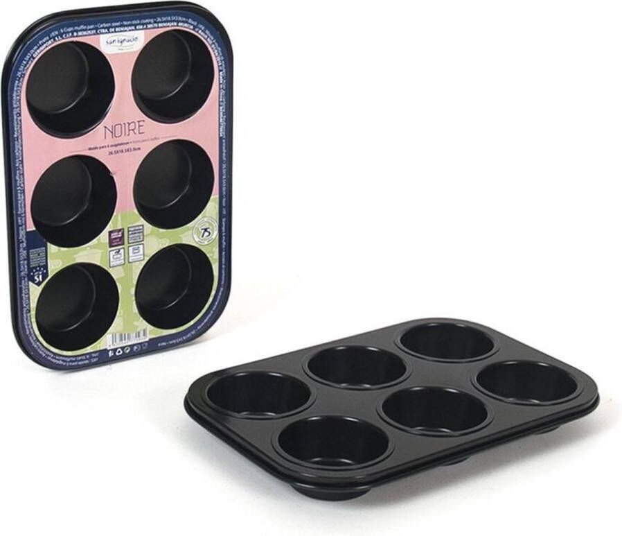 Gerimport Muffin bakvorm bakblik rechthoek 27 x 19 x 3 cm zwart Muffinvormen cupcakevormen