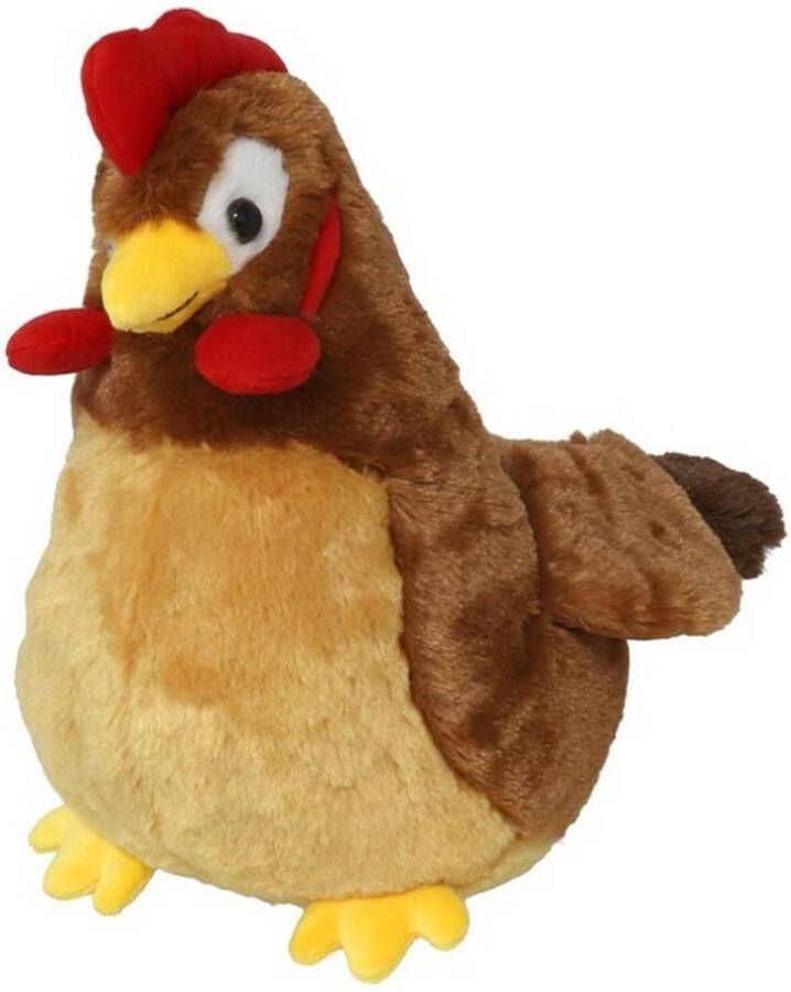 Gerimport Pluche haan knuffel 20 cm bruin boederijdieren kippen knuffels Vogel knuffels