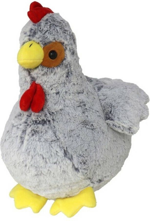 Gerimport Pluche kip knuffel 30 cm grijs boederijdieren kippen knuffels Vogel knuffels