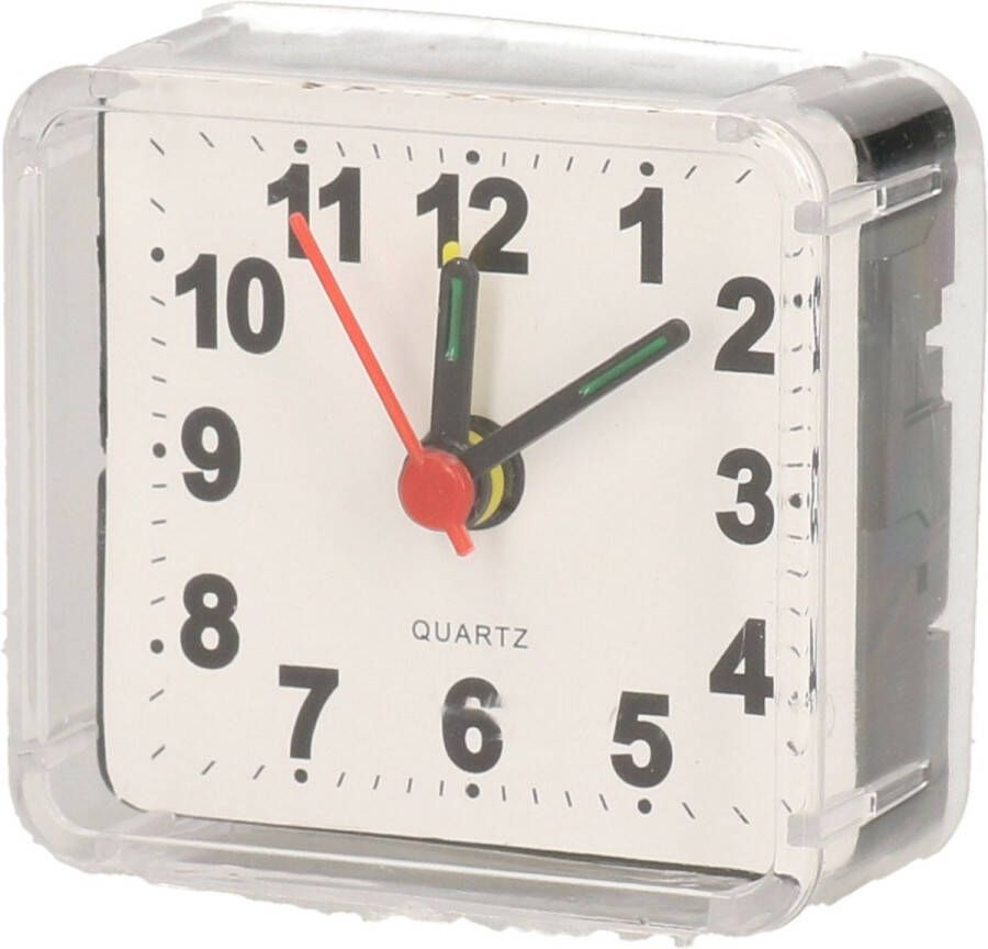 Gerimport Reiswekker alarmklok analoog transparant kunststof 6 x 3 cm klein model Wekkers