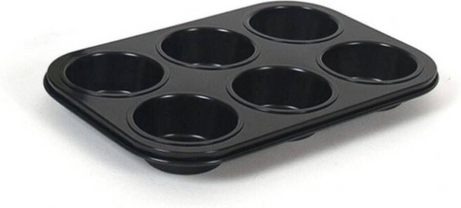 Gerimport Set van 2x stuks muffin bakvorm bakblik rechthoek 27 x 19 x 3 cm zwart voor 12 stuks Muffinvormen cupcakevormen